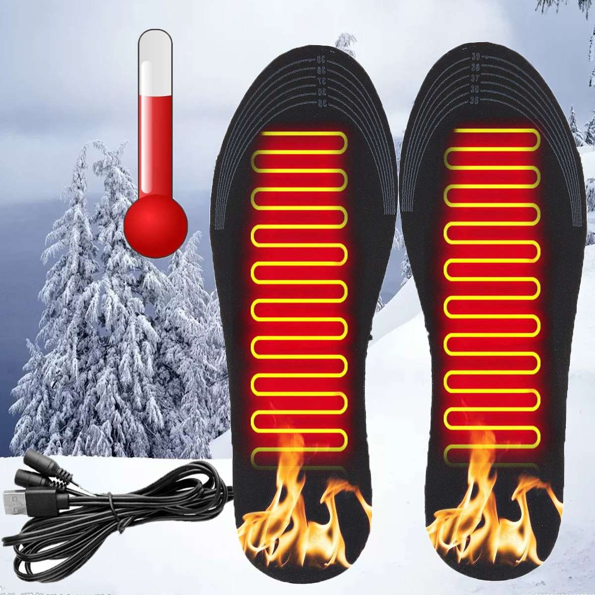 Winter USB Electric Heated Shoe Insoles Warm Socks Feet Heater Foot Warmer Pads