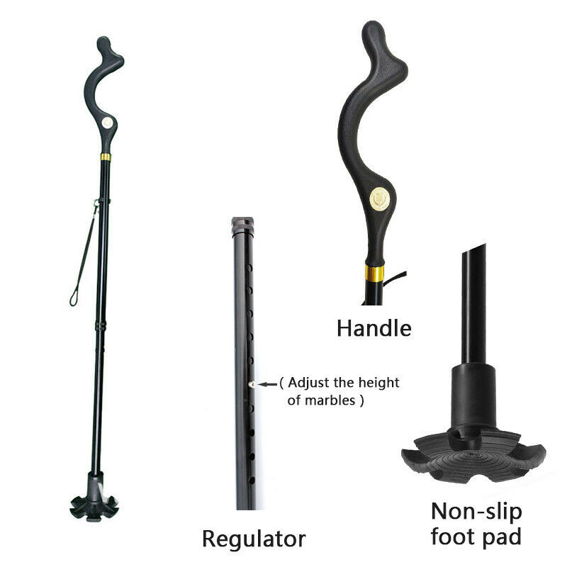 2pcs Straight Posture Cane Adjustable Height Walking Stick Foldable Hiking Pole
