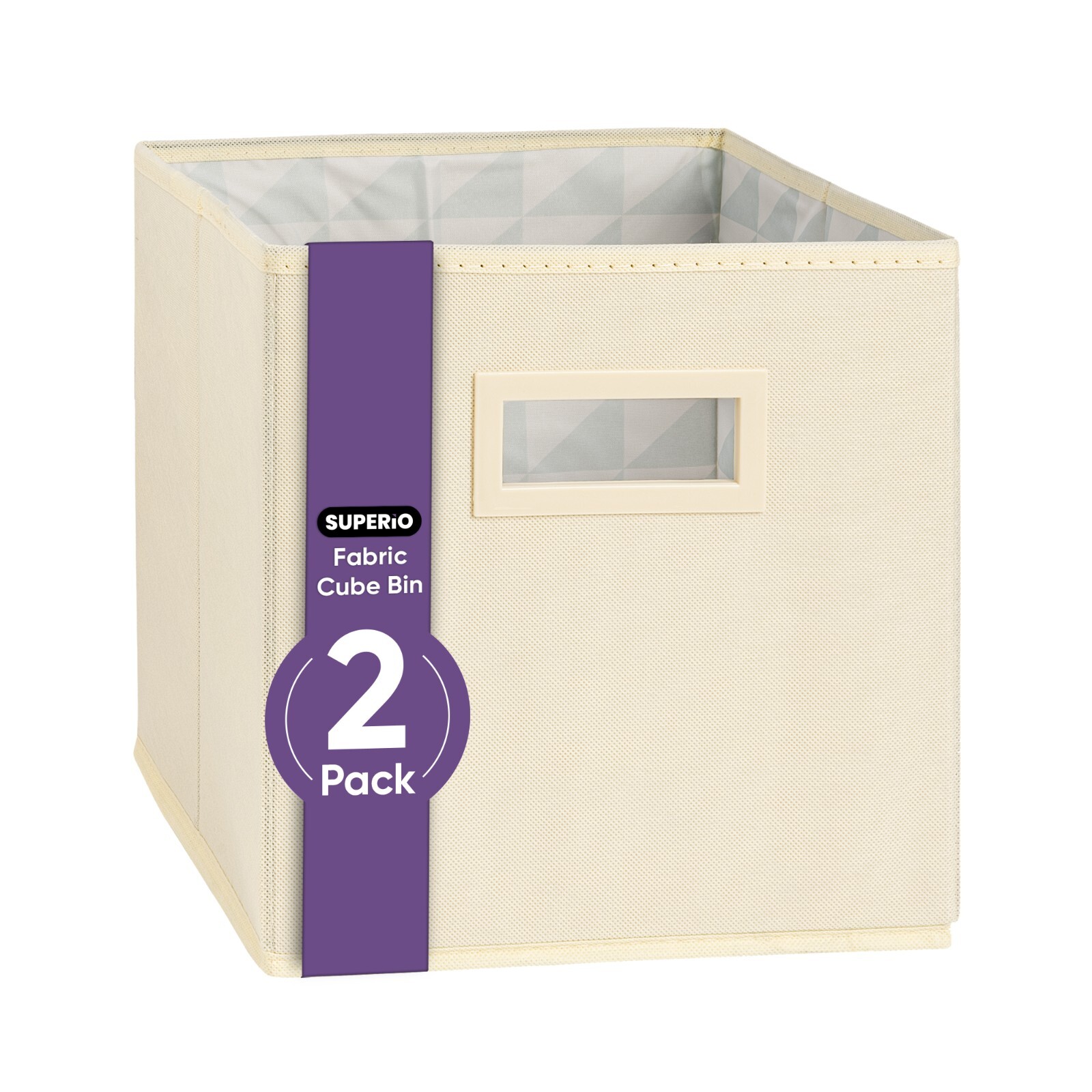 Superio Fabric Organizing Bin, 11" Cream Fabric Cube 2-Pack