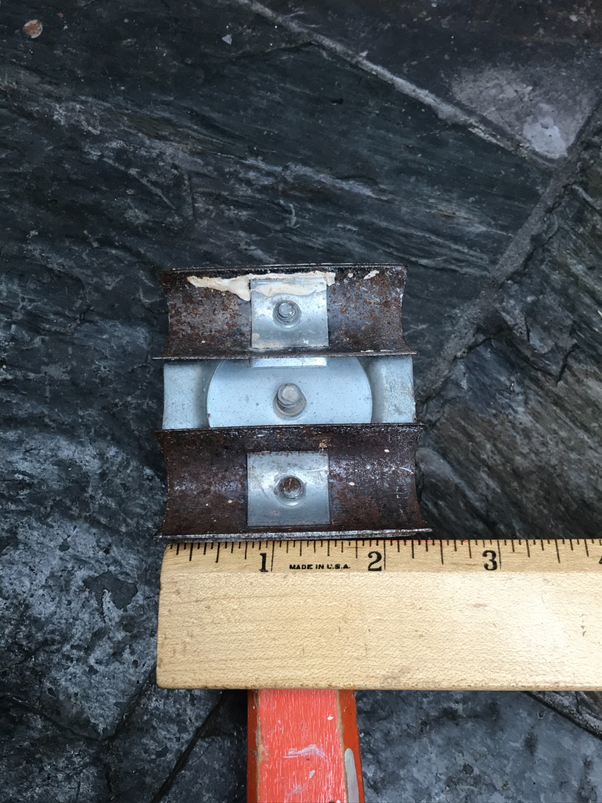 Vintage Old Orange 2-1/2" Scraper Head Wood Handle Tool