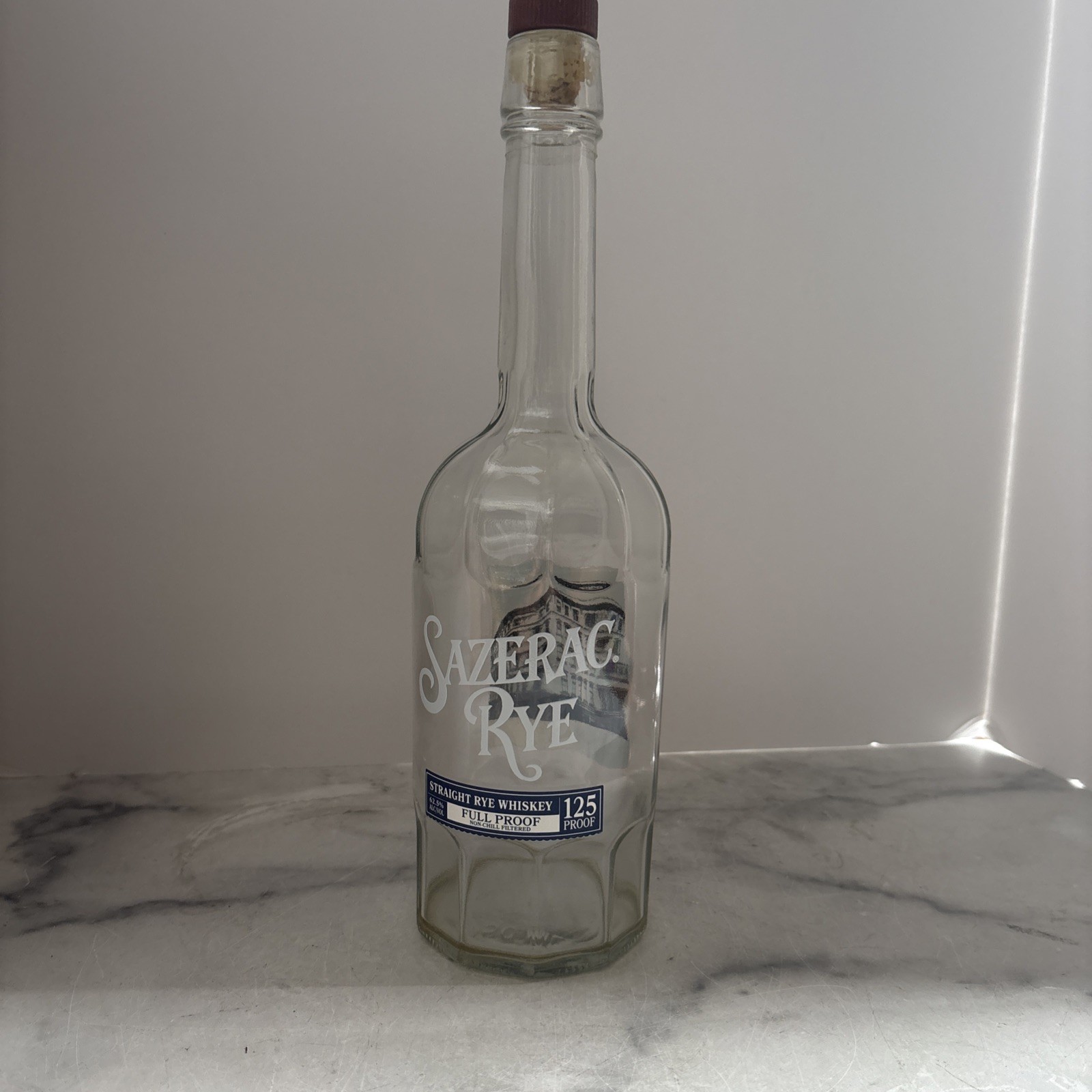 Sazerac Rye Straight Rye Whiskey 125 Full Proof Empty Decorative Decanter Bottle
