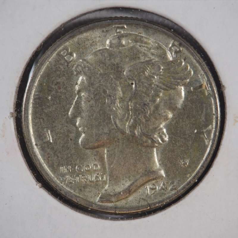 1942 P Mercury Dime 90% Silver US Coin Mint State (MS) (BU) - SKU 490USDM