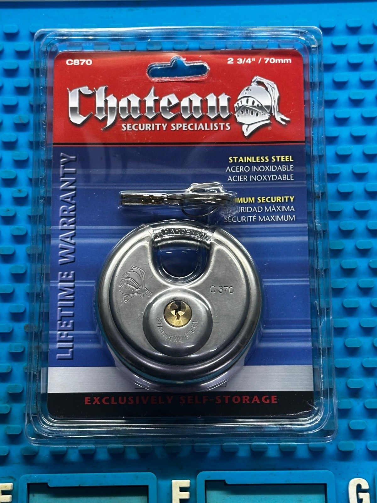 Chateau Disk Padlock C870 Stainless Steel body 5 Pin Brass Tumbler Storage Unit
