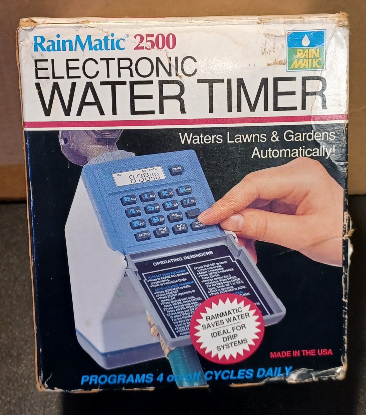 RainMatic 2500 Electronic Water Timer 4 Cycles/Day ~ Made in USA ~ NOB        ‐X