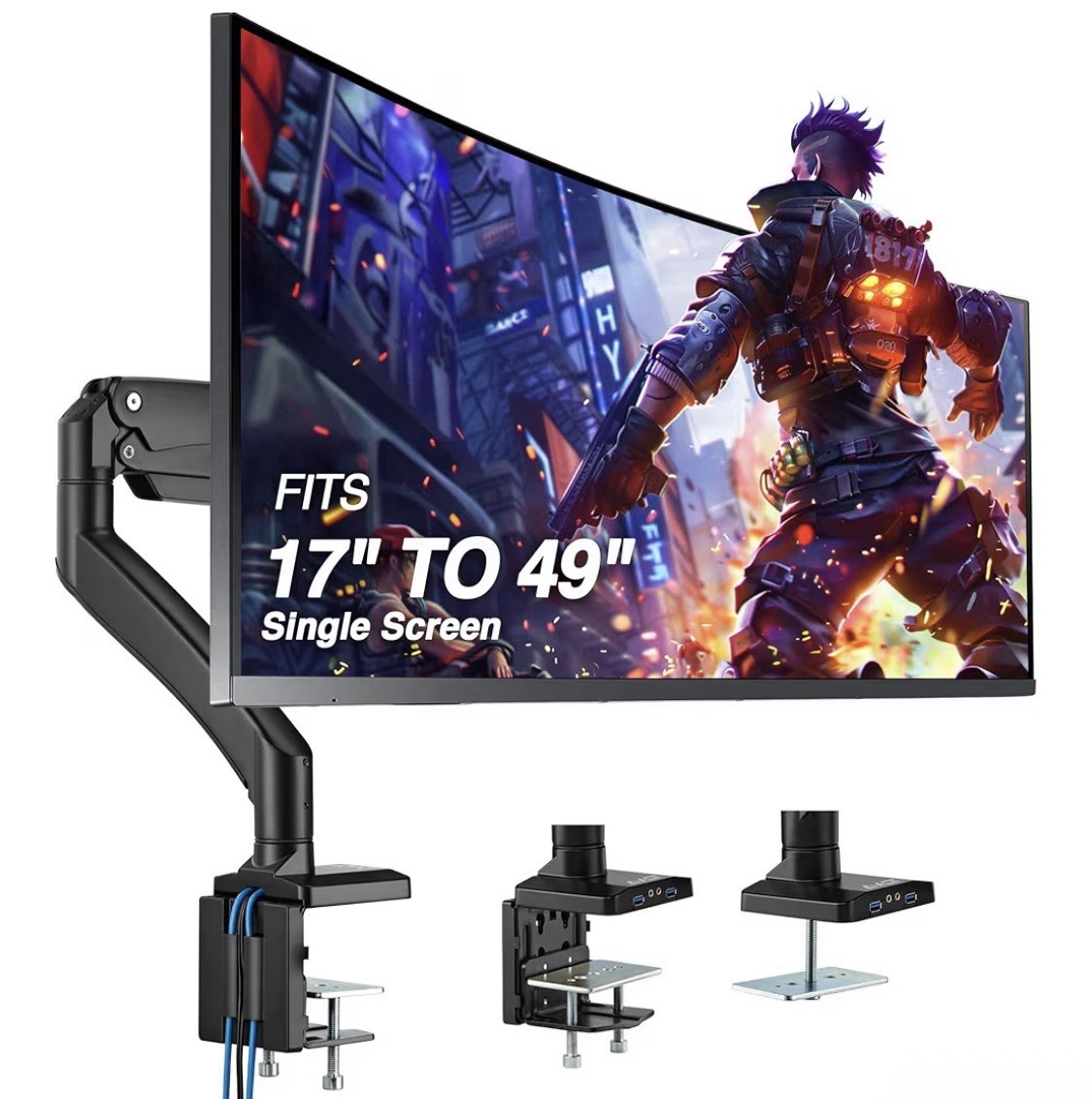AVLT Single 17"-49" Super Ultrawide Monitor Arm for Screens Up to 50 lbs