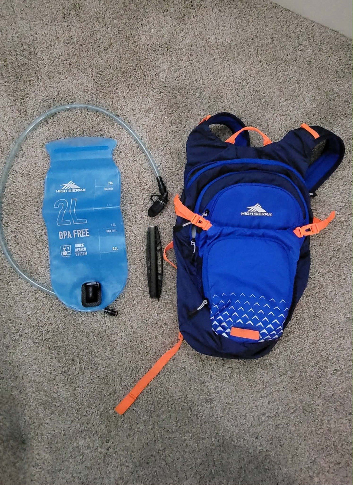 High Sierra Cragon Hydration Pack 2L BPA-Free Reservoir Blue/Orange