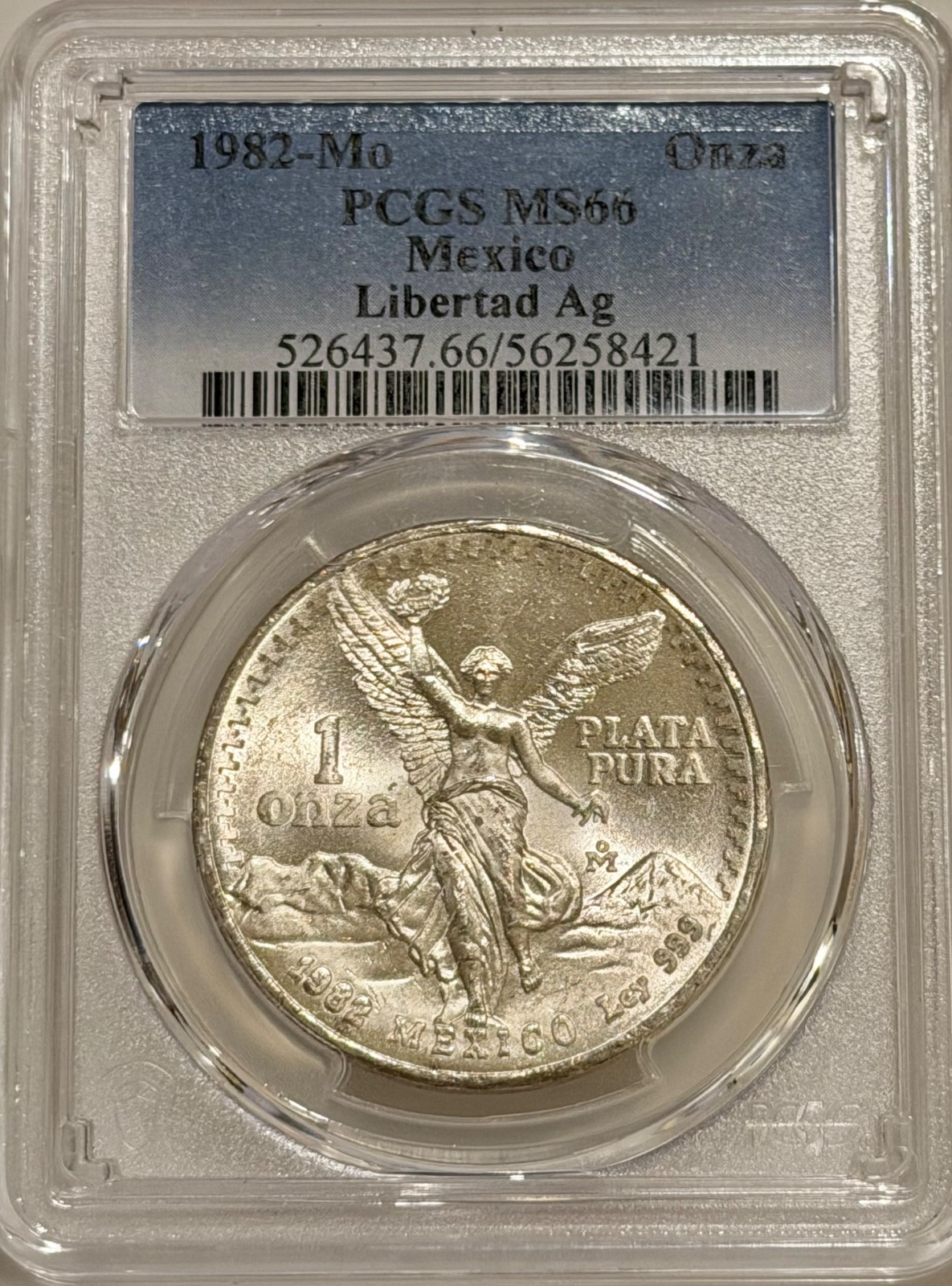 1982 Mo Mexico Silver Onza Libertad PCGS MS66