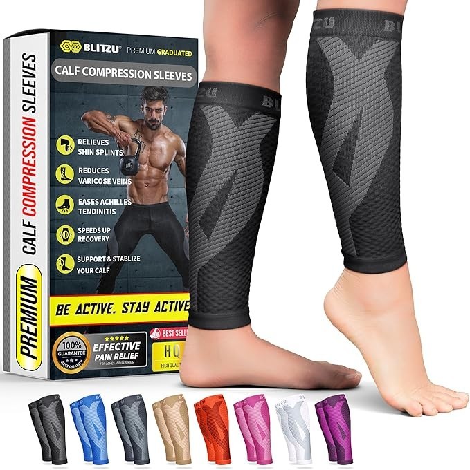 Calf Compression Sleeve Footless Socks Shin Splints Support All Colors Sizes