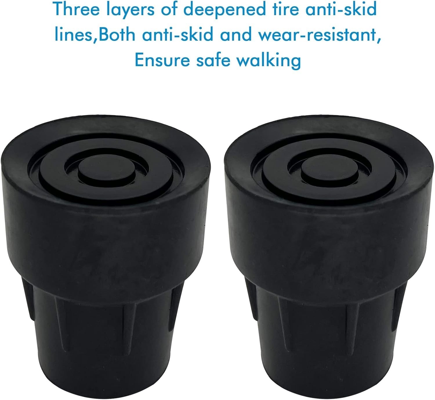 Replacement Cane Tips, Black, 1 inch