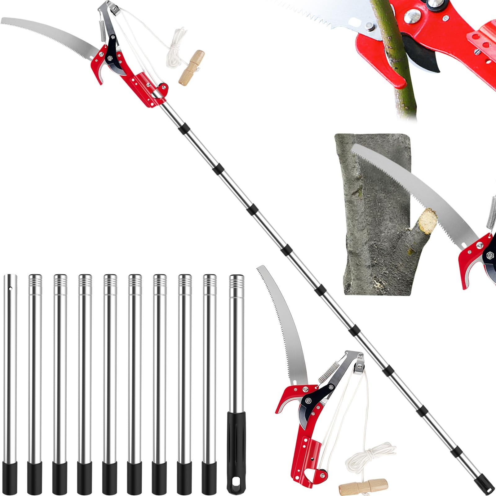 13ft Pole Saws for Tree Trimming, Lightweight Stainless Steel Tree Trimmers L...