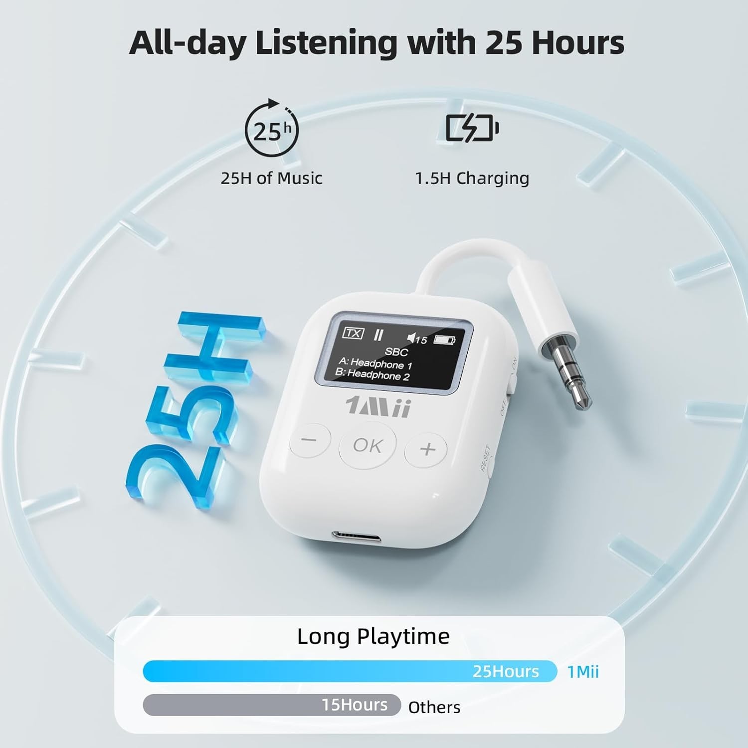 1 Mii Bluetooth Transmitter Airplane Bluetooth 5.3 Adapter TV Airplane Travel