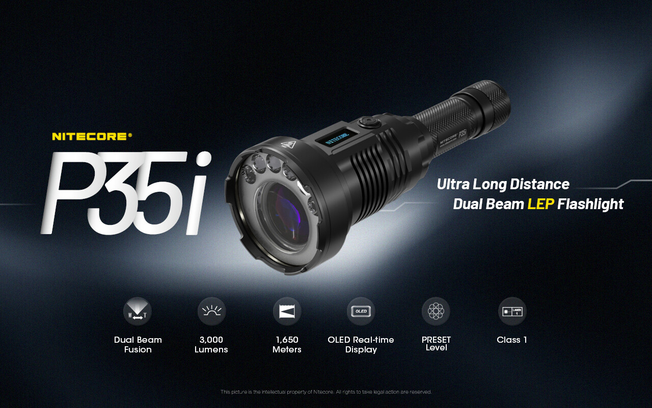 NiteCore P35i 3000 Lumens 1804 Yard USB-C Rechargeable LEP Flashlight Torch