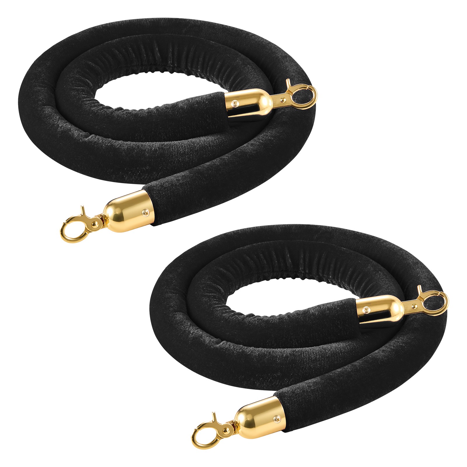 VEVOR 2 Pcs Black Velvet Stanchion Ropes 5 ft Stanchion Post Ropes w/ Gold Hooks