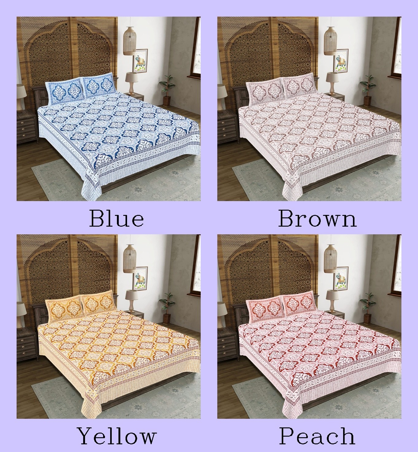 Bedsheet With 2 Pillow Cover Indian Mandala Cotton Pinkcity Design
