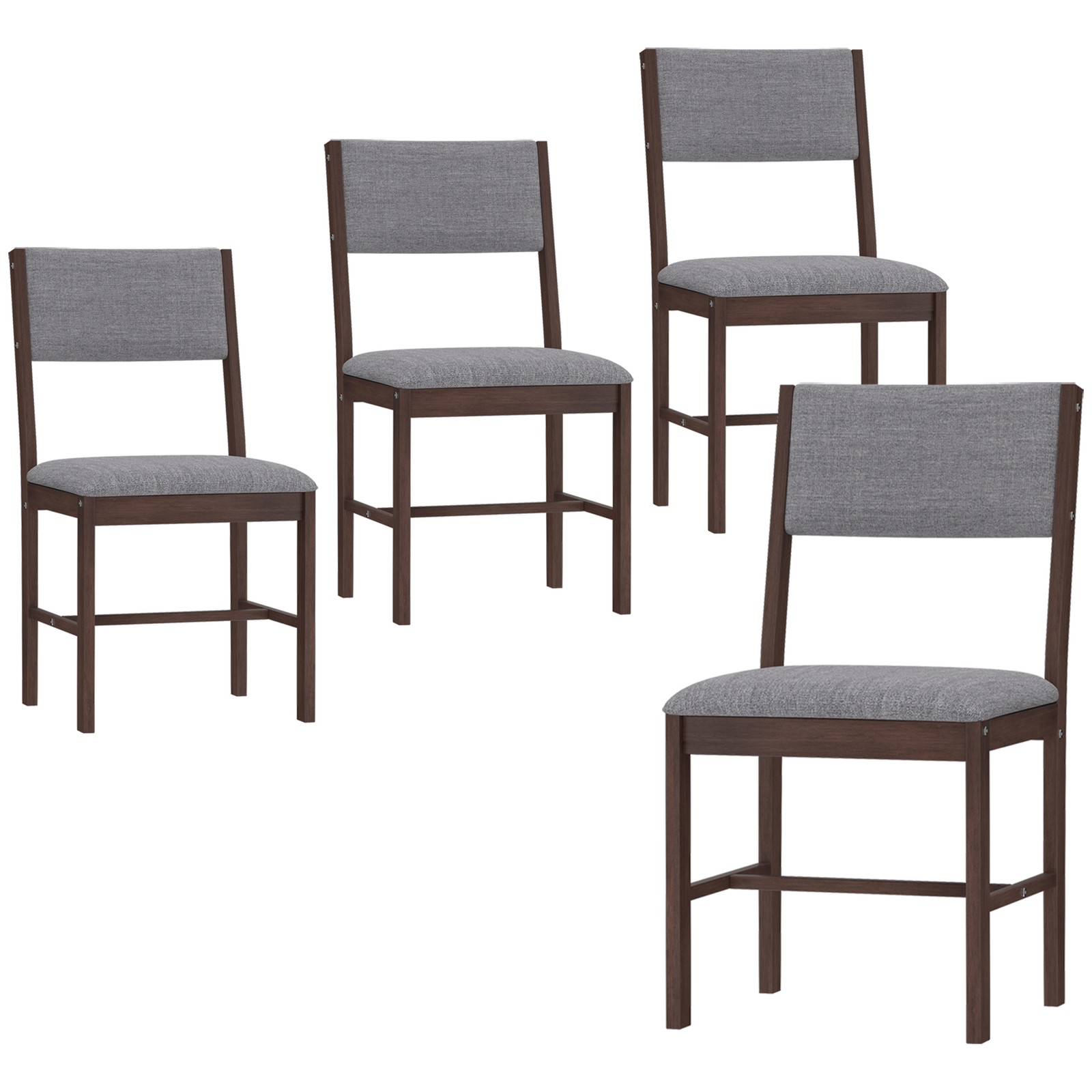 Dining Chairs Set of 4, Linen Upholstered Kitchen Chairs, Gray