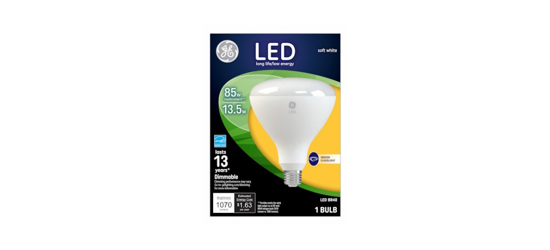 LED Bulb, Flood/Spotlight, BR40 Lamp, 85 W Equivalent, E26 Lamp Base, Dimmable,