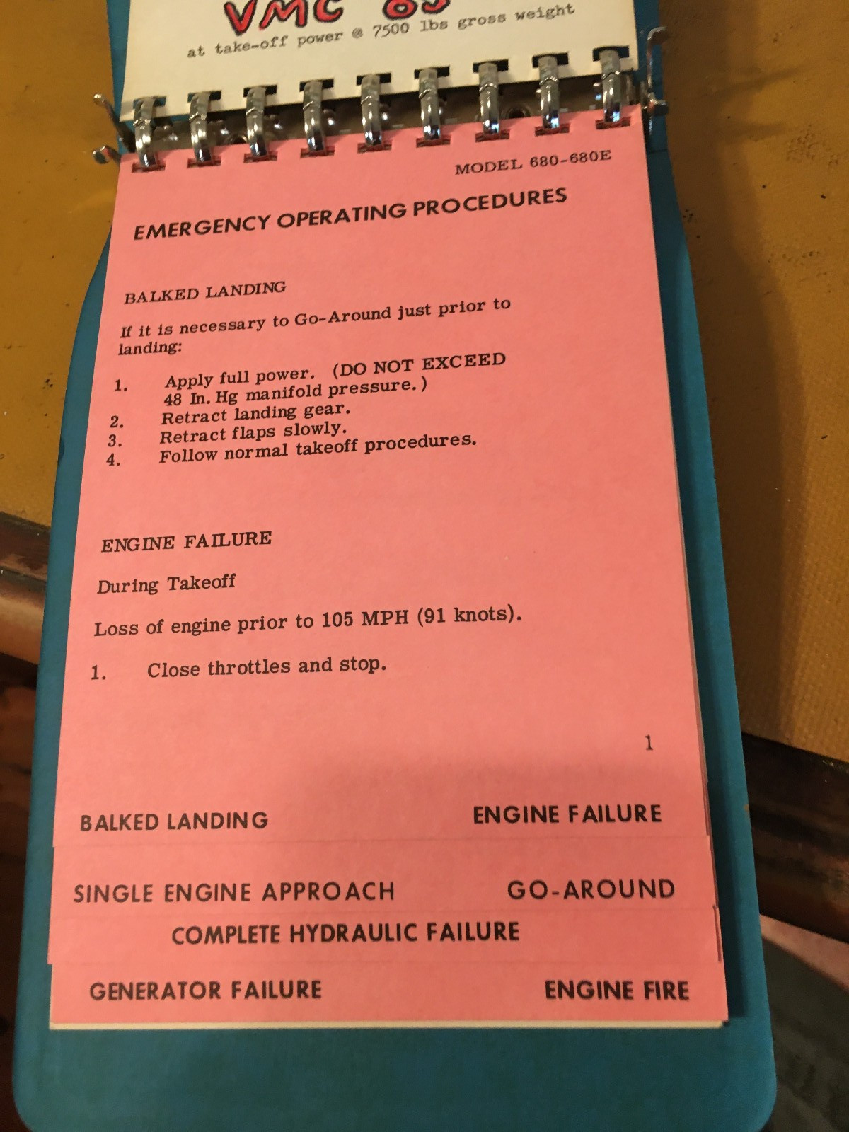 Commander 680 - 680E Pilot's Condensed Check List