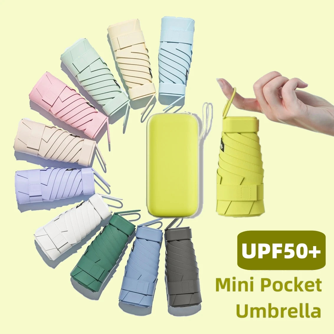 UPF50+ Mini Folding Umbrella Vinyl Small Sun Shade Umbrella Pocket Rain Travel U