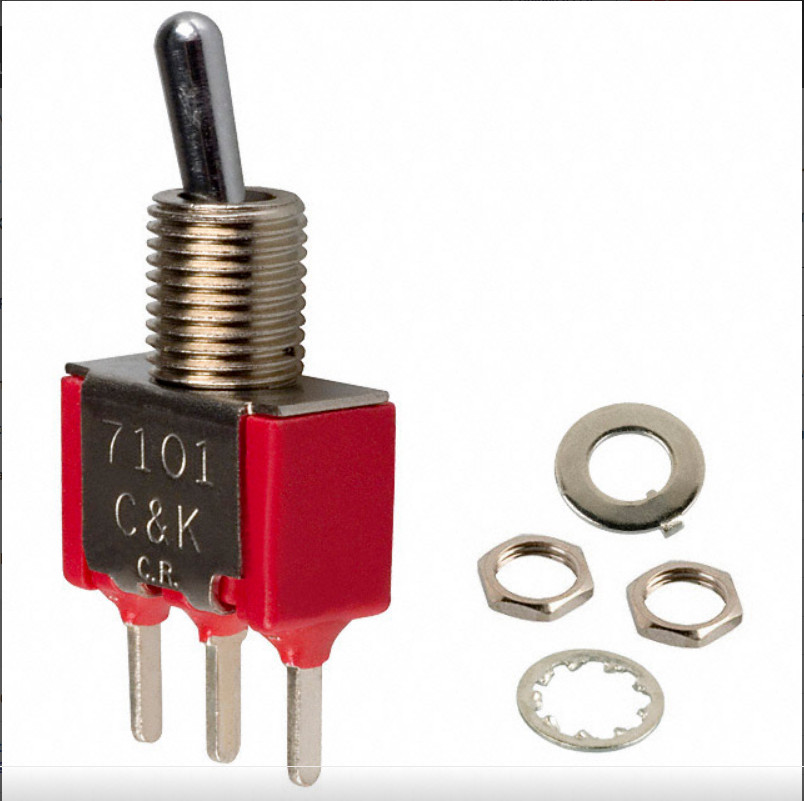 C&K 7101SYCQE, Toggle Switch, On-None-On, SPDT,  Through Hole,5A, 120V, lot of 2