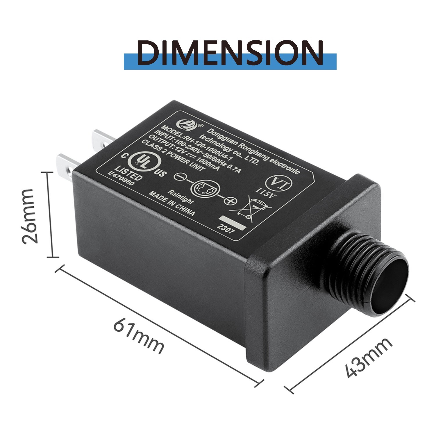 12V 1A Class 2 Power Supply LED Transformer For String Light Inflatable Device