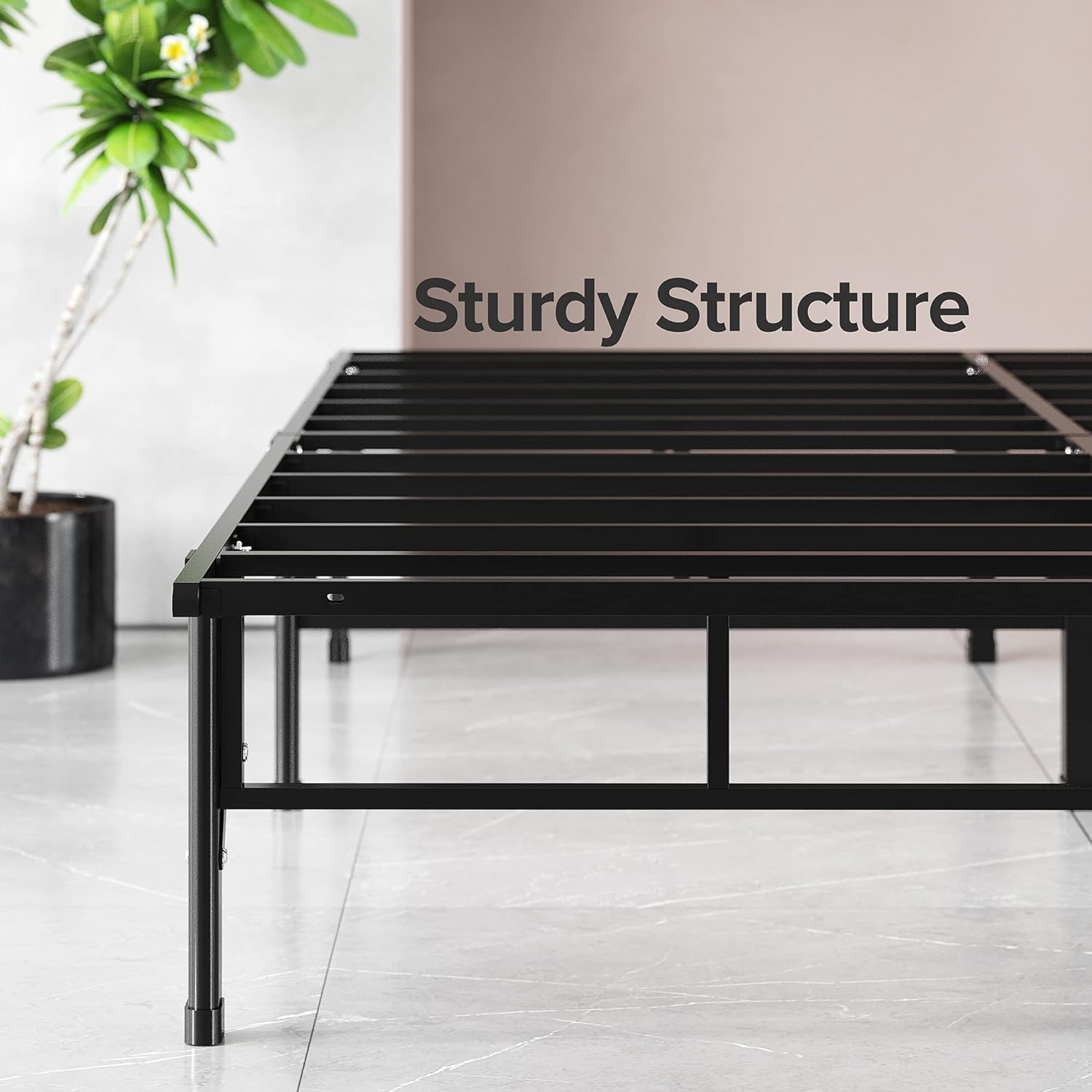 ZINUS 14" Smartbase King Metal Bed Frame - No Box Spring Needed, Sturdy Support