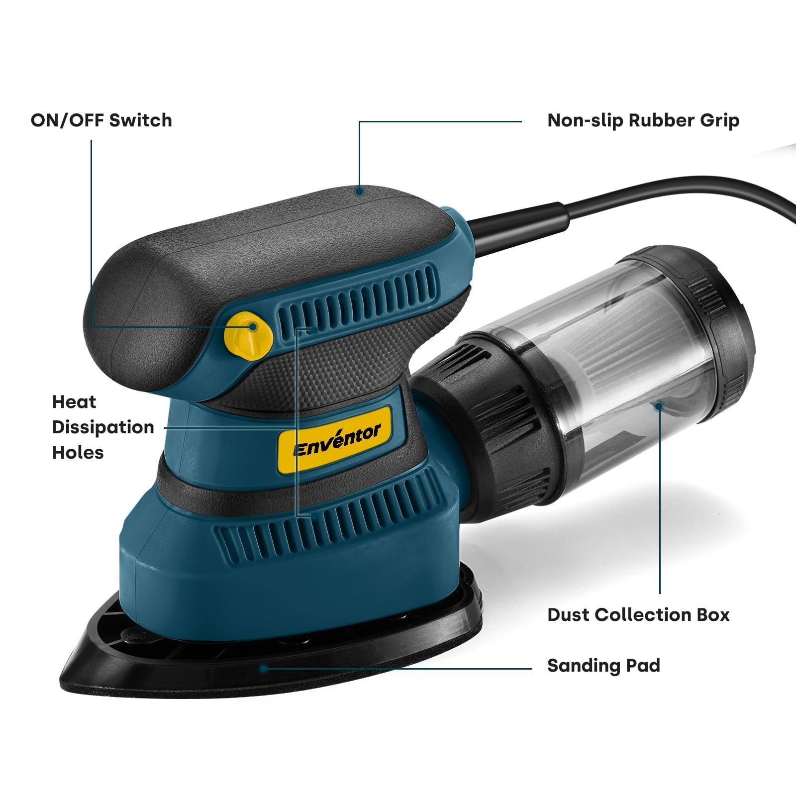 Detail Sander, 1.7A 210W Compact Electric Sander 15,000 RPM with 16Pcs Sandpa...