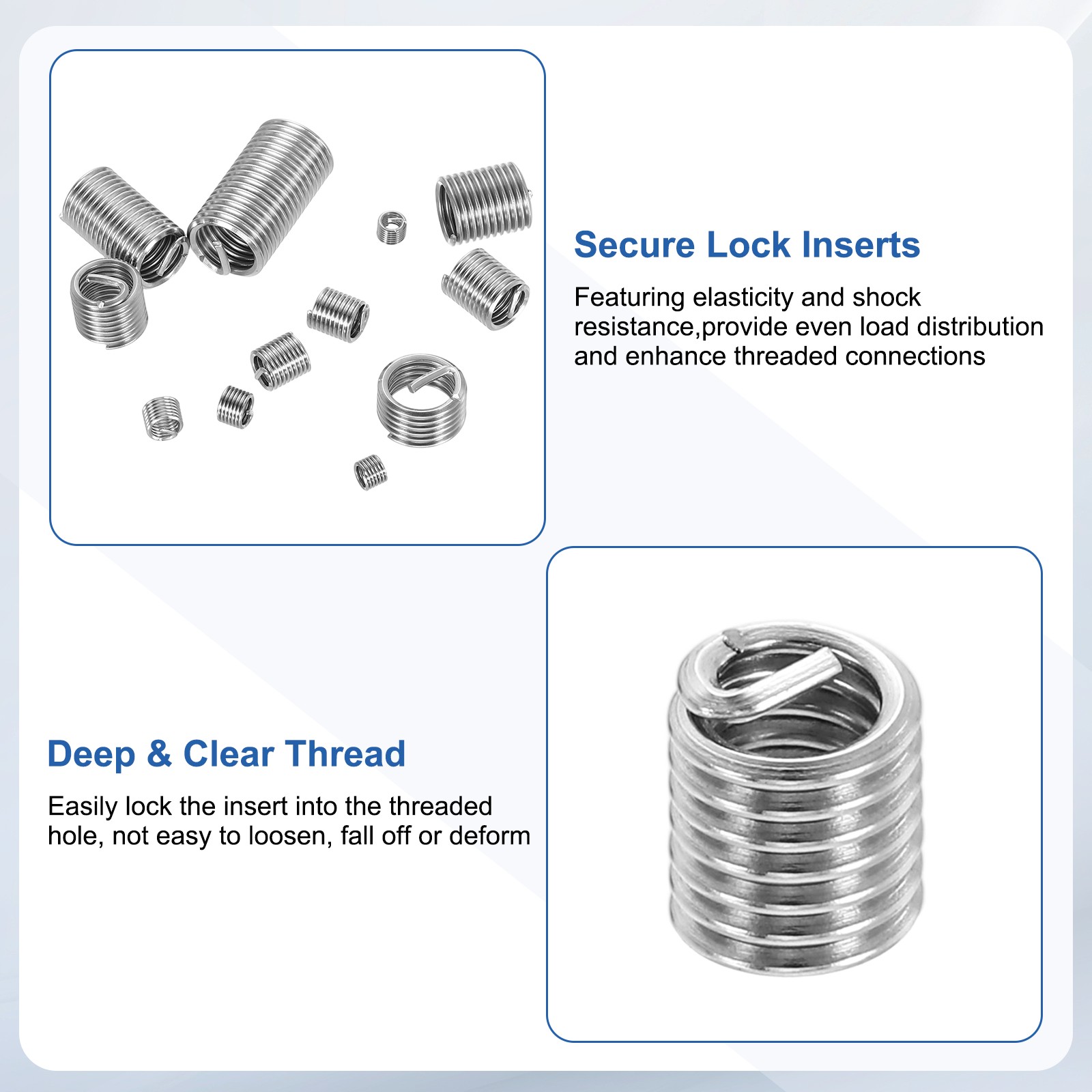 20pcs Wire Thread Inserts 10#-24 UNC 2D 9.6mm Helical Threaded Sleeve