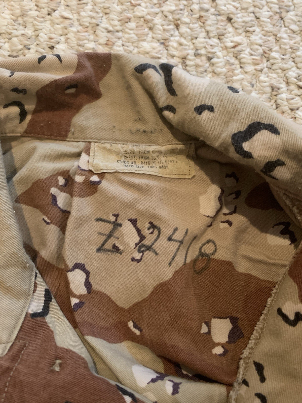 Six Color Desert DBDU Uniform Top Modified Numbered Early Version 1980’s