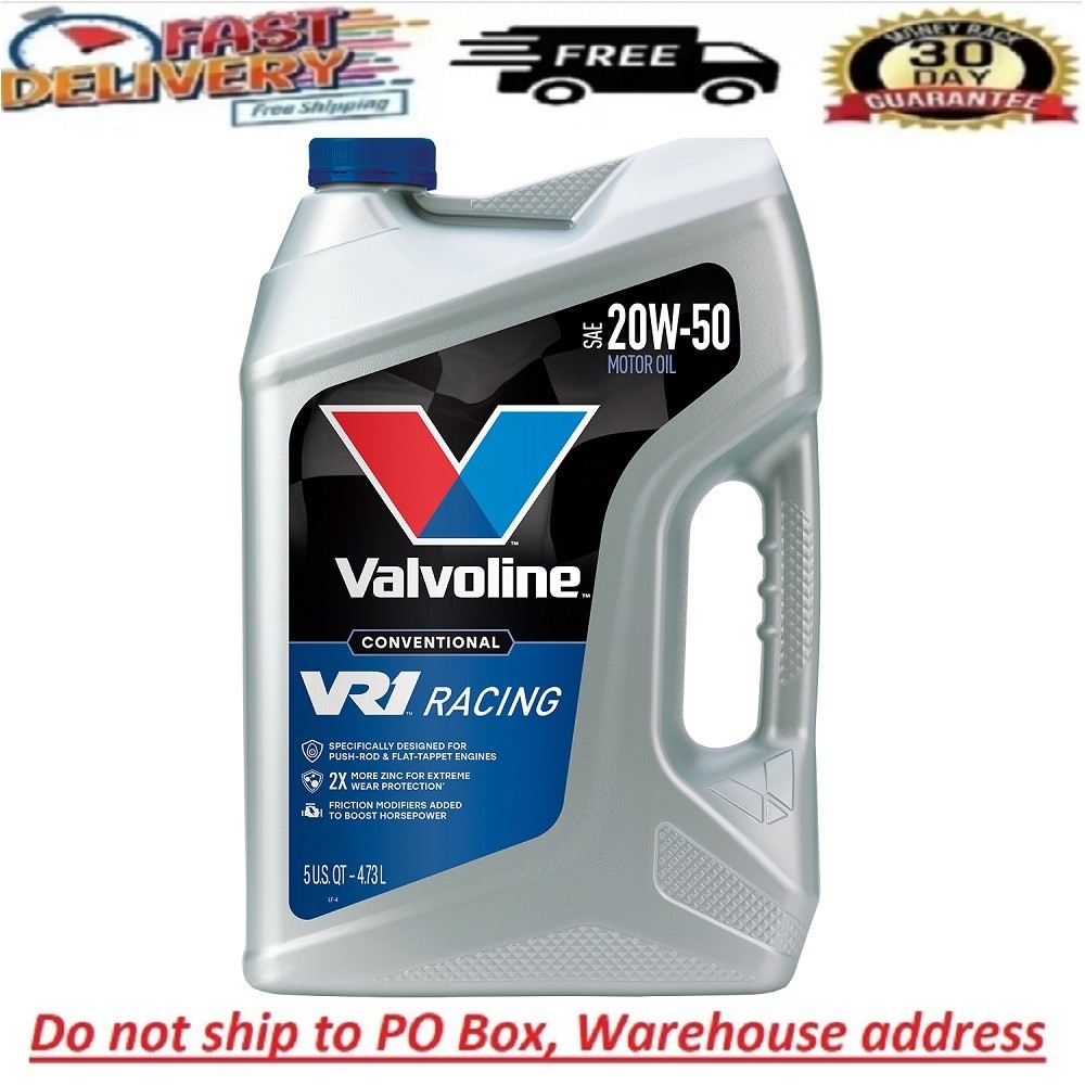 Valvoline VR1 Racing SAE 20W-50 High Performance Zinc Motor Oil 5 QT Case of  1