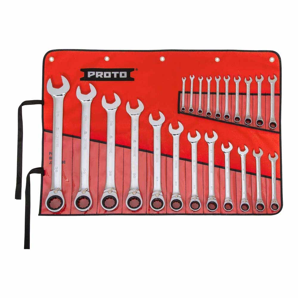 Proto JSCVMT-22S 22-Piece Metric Combo Reversible Ratcheting Wrench Set-12 PT