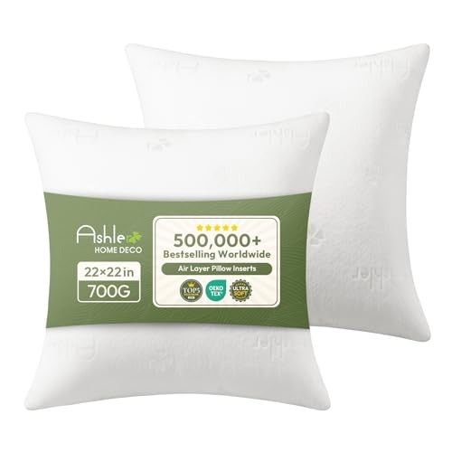 Ashler Throw Pillow InsertsxInches Set of,Firm and Fluffy 22x22 Inch 2