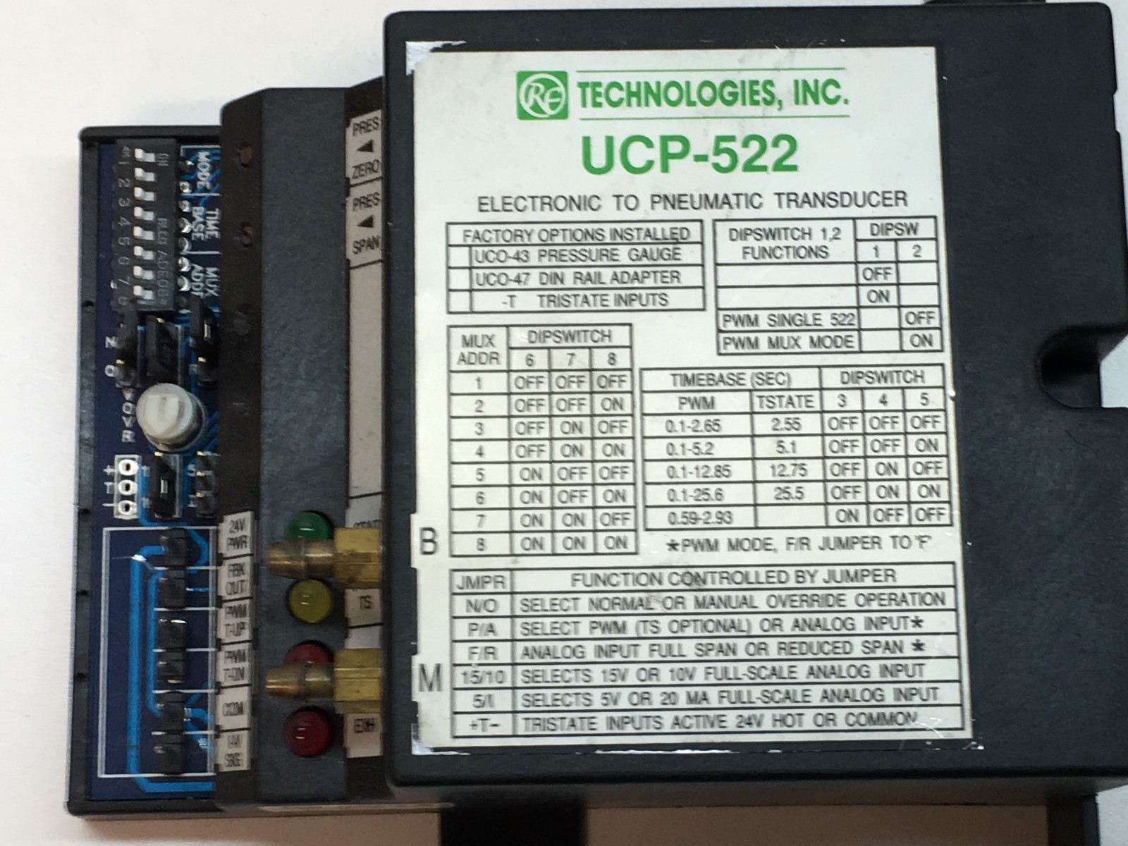 RE Technologies UCP-522 Electronic to Pneumatic Transducer