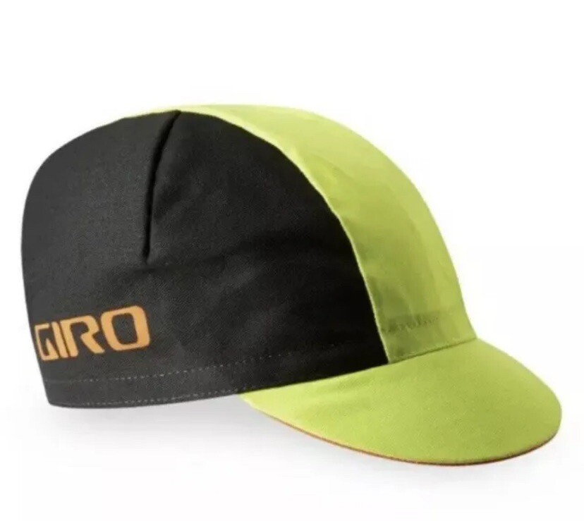 GIRO Classic Cotton Cap Elastic Rear Panel Bike Cap, Black Bright Lime