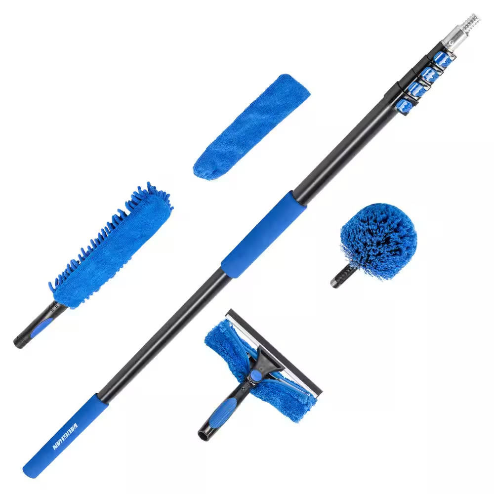 24 Ft. Aluminum Telescoping Extension Pole, Window Squeegee and Washer, High Cei