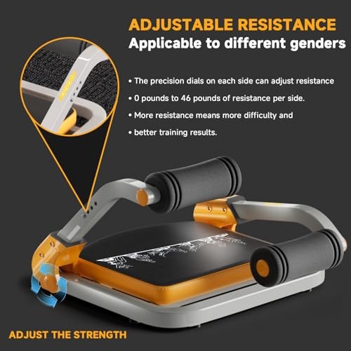 Ab Trainer/Crunch Machine, Ab Workout Equipment, 4 Adjustable Black & Orange