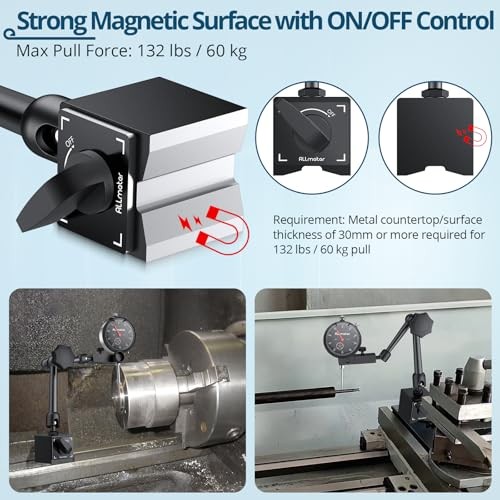 Dial Indicator Magnetic Base Set (132lbs/60kg Tensile Force) 0 Mechanical Dial