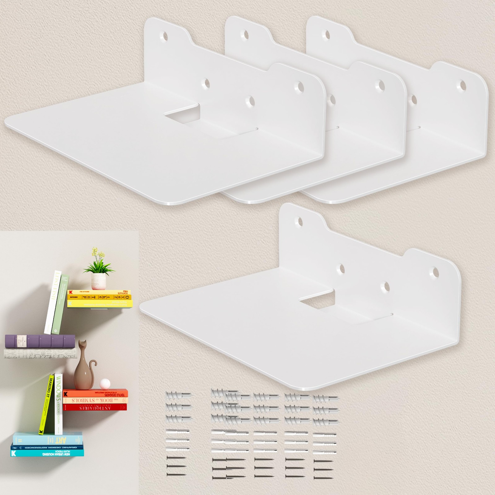 Estanterías flotantes de pared,estanterías flotantes invisibles acero resistente