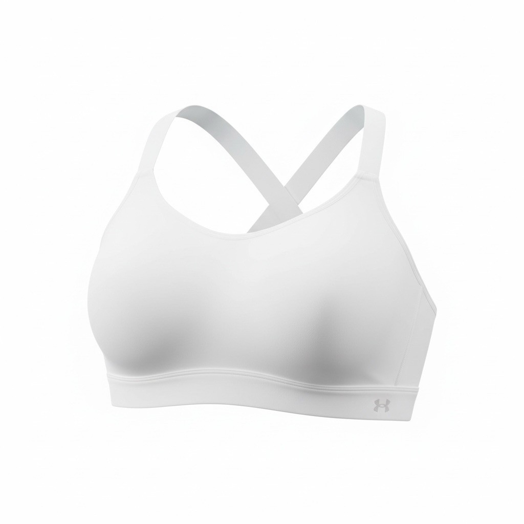 Under Armour White Sports Bra 2X 42DD Medium Support Wireless Crossback 1374399