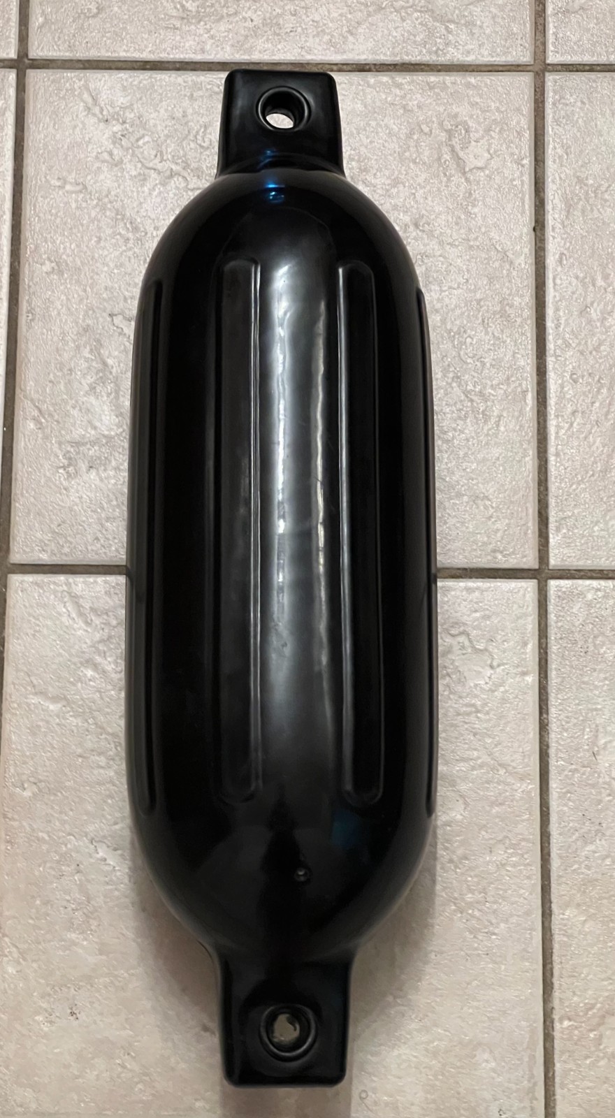 Black Vinyl Inflatable Boat Fender – Double Eye – 6.5" x 22" –New, open package