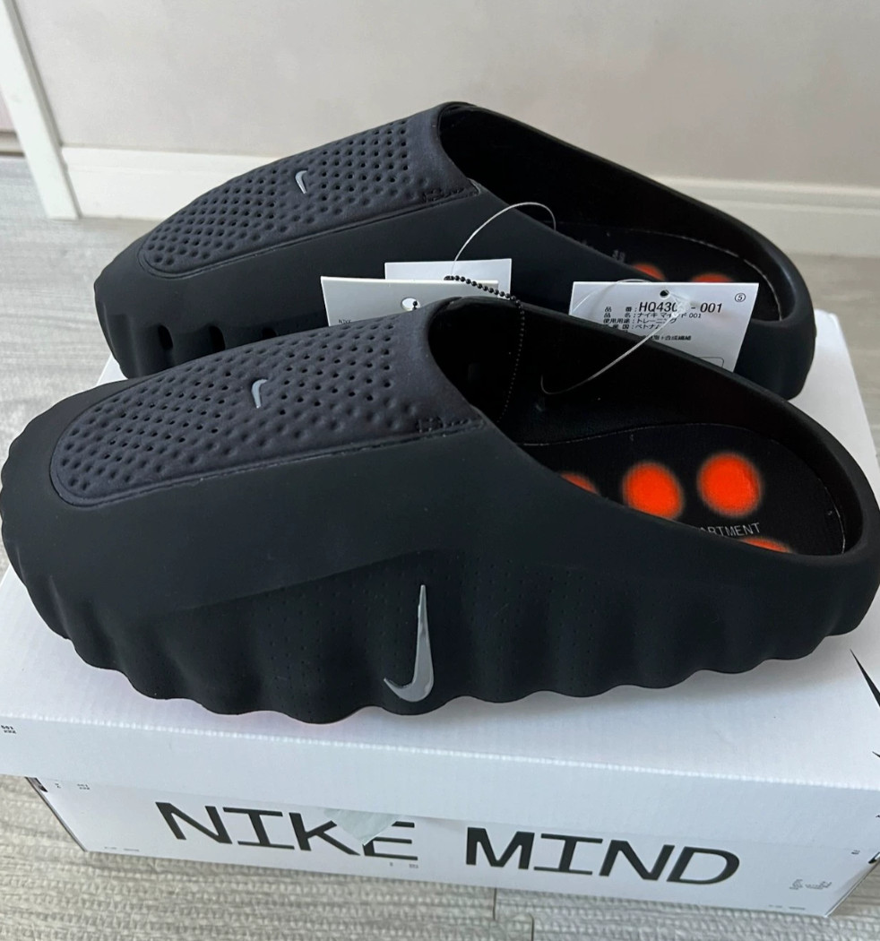 NWT Nike Mind 001 Black Chrome Slides HQ4307-001 Men All Sizes No Box