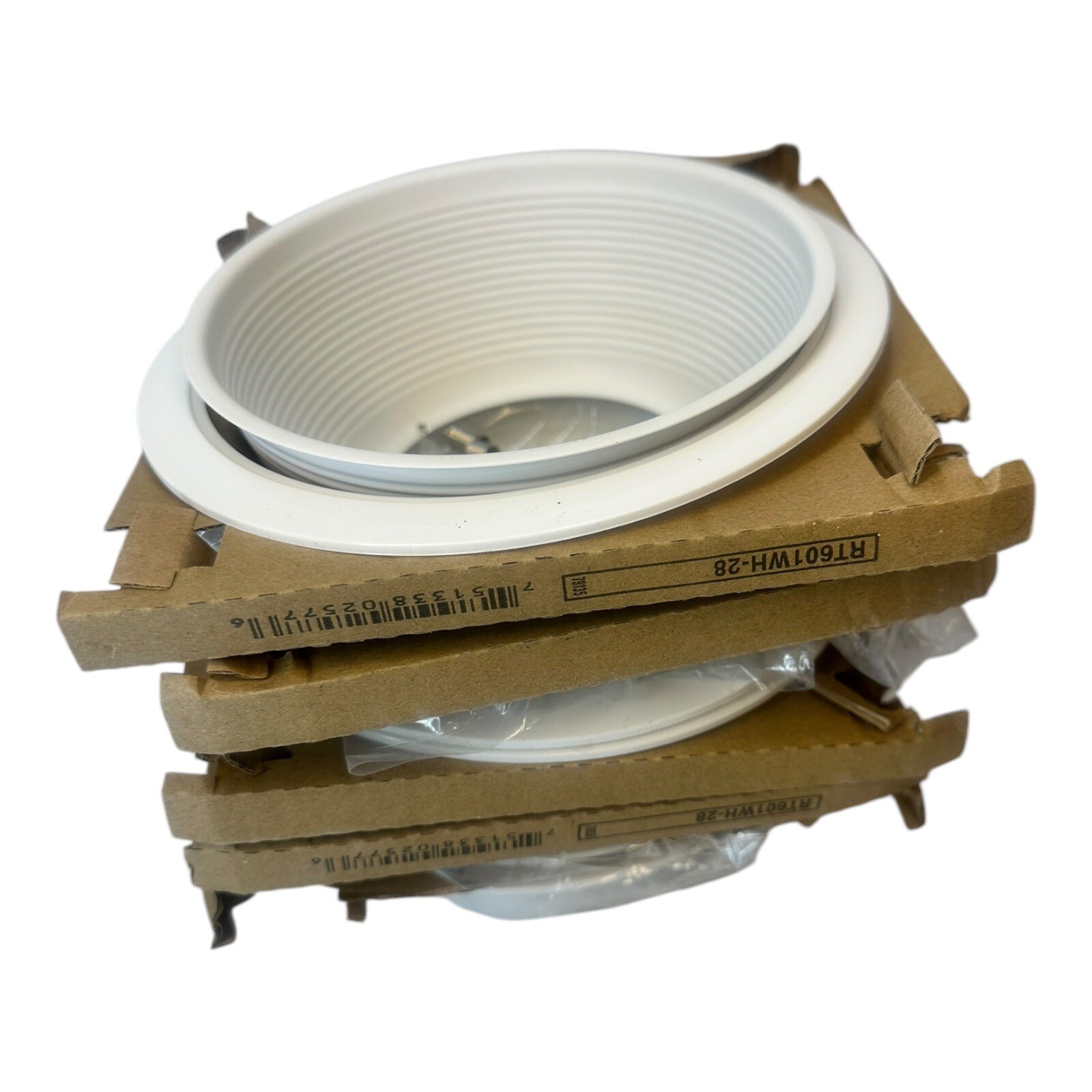 QTY(6)  6" X 2.75 Recessed Baffle Incandescent Can Light Insert w/Flange White h