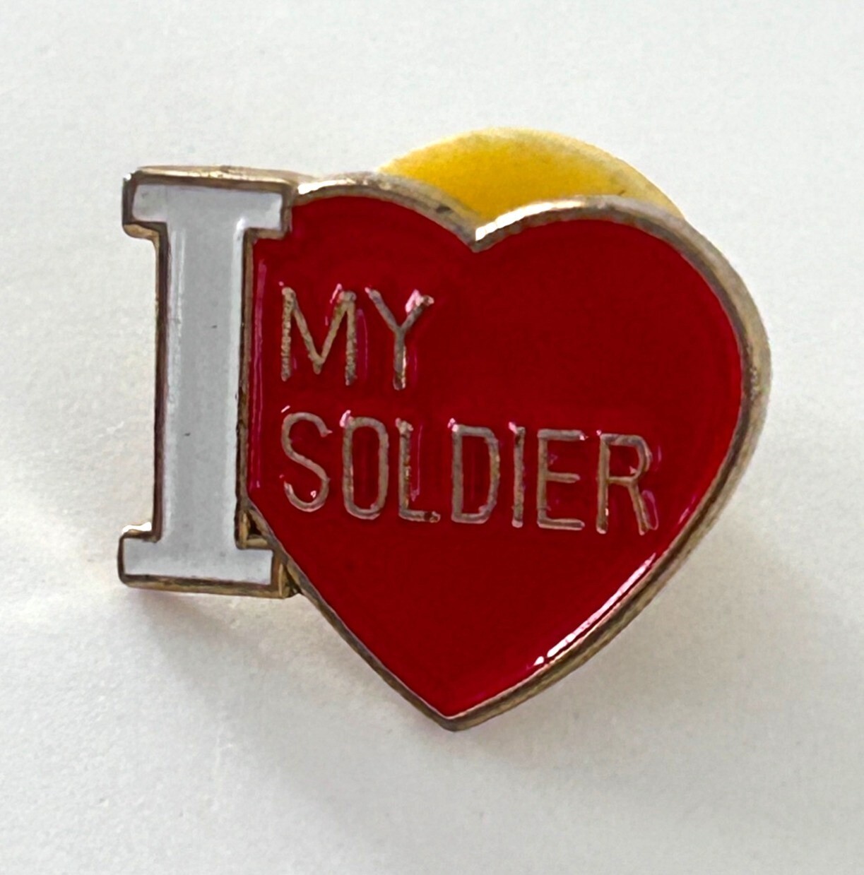 Heart Shaped I Love My Soldier Military Small Vintage Lapel Pin Badge