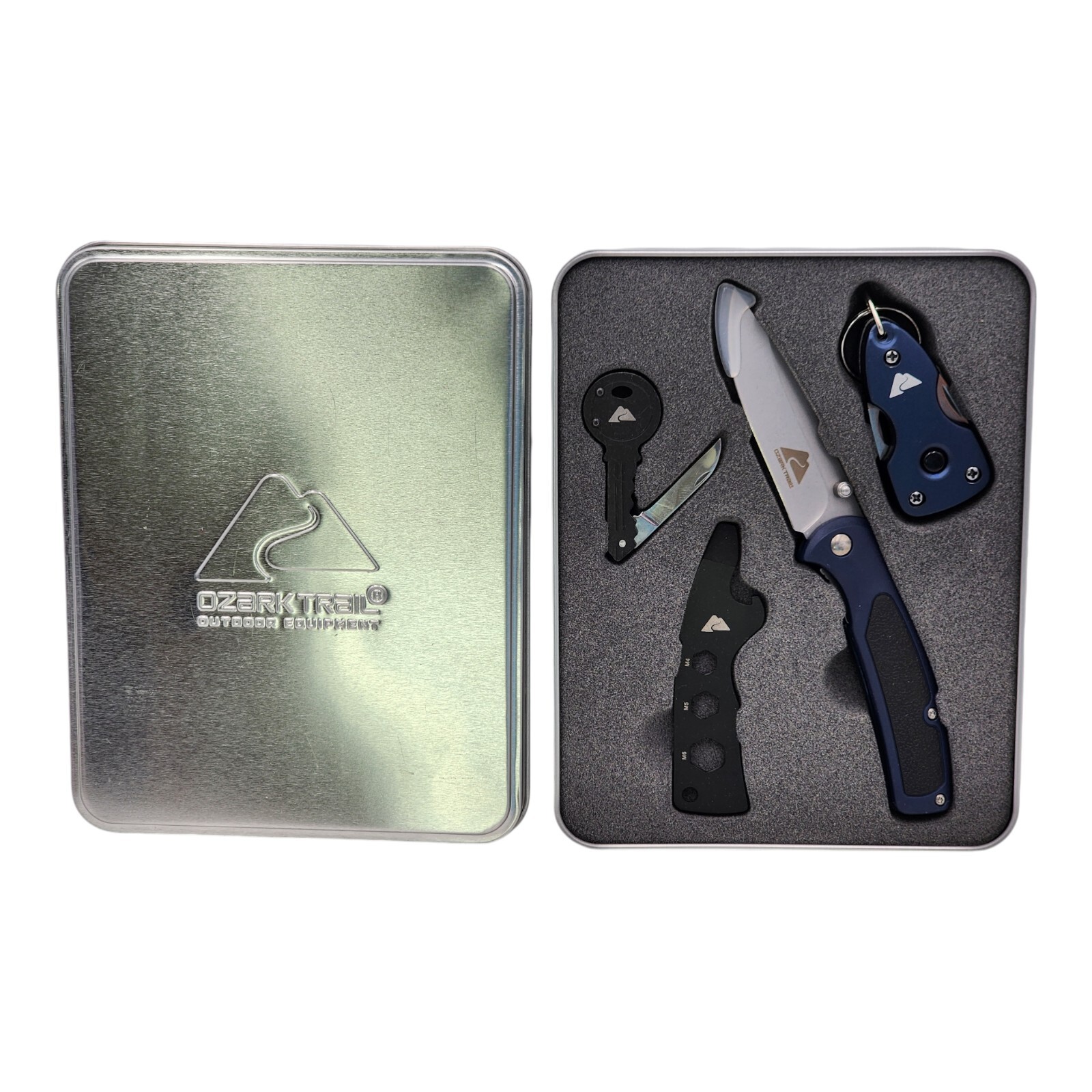 Ozark Trail Four Piece Combo Knife Set Keychain Pocketknife Tin