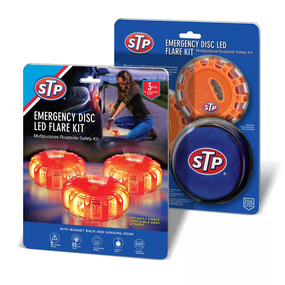 Emergency Car LED Road Flare Kits and Case, Requires 3 AAA Batteries (3-Pack)