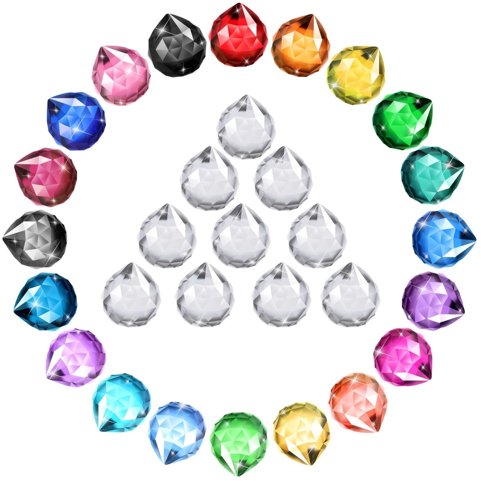 Didaey 30 Pack Crystal Ball 20 mm Prism Suncatcher Sun Catchers Hanging Cryst...