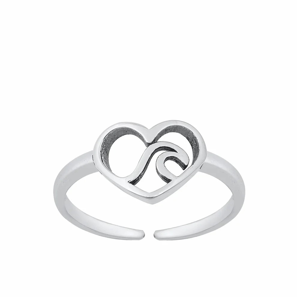 Heart & Wave Toe Ring .925 Sterling Silver