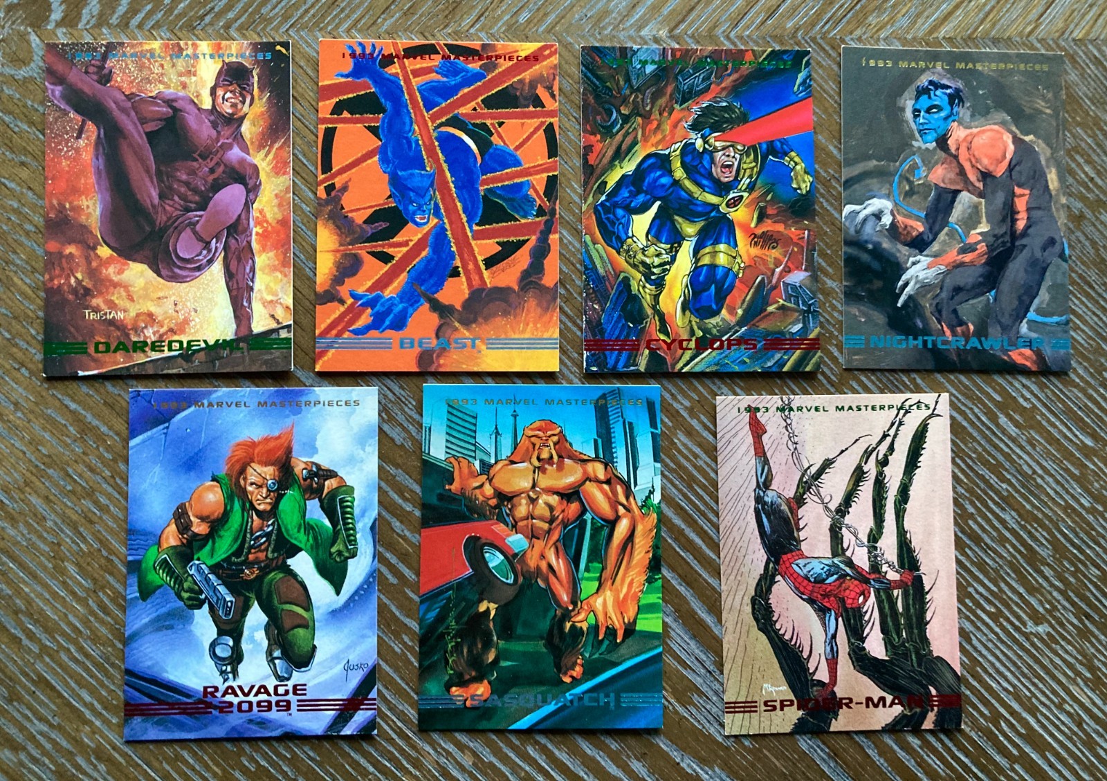 1993 SKYBOX Marvel Masterpieces 7 assorted Cards - #5, 7, 17, 22, 44, 66, 72