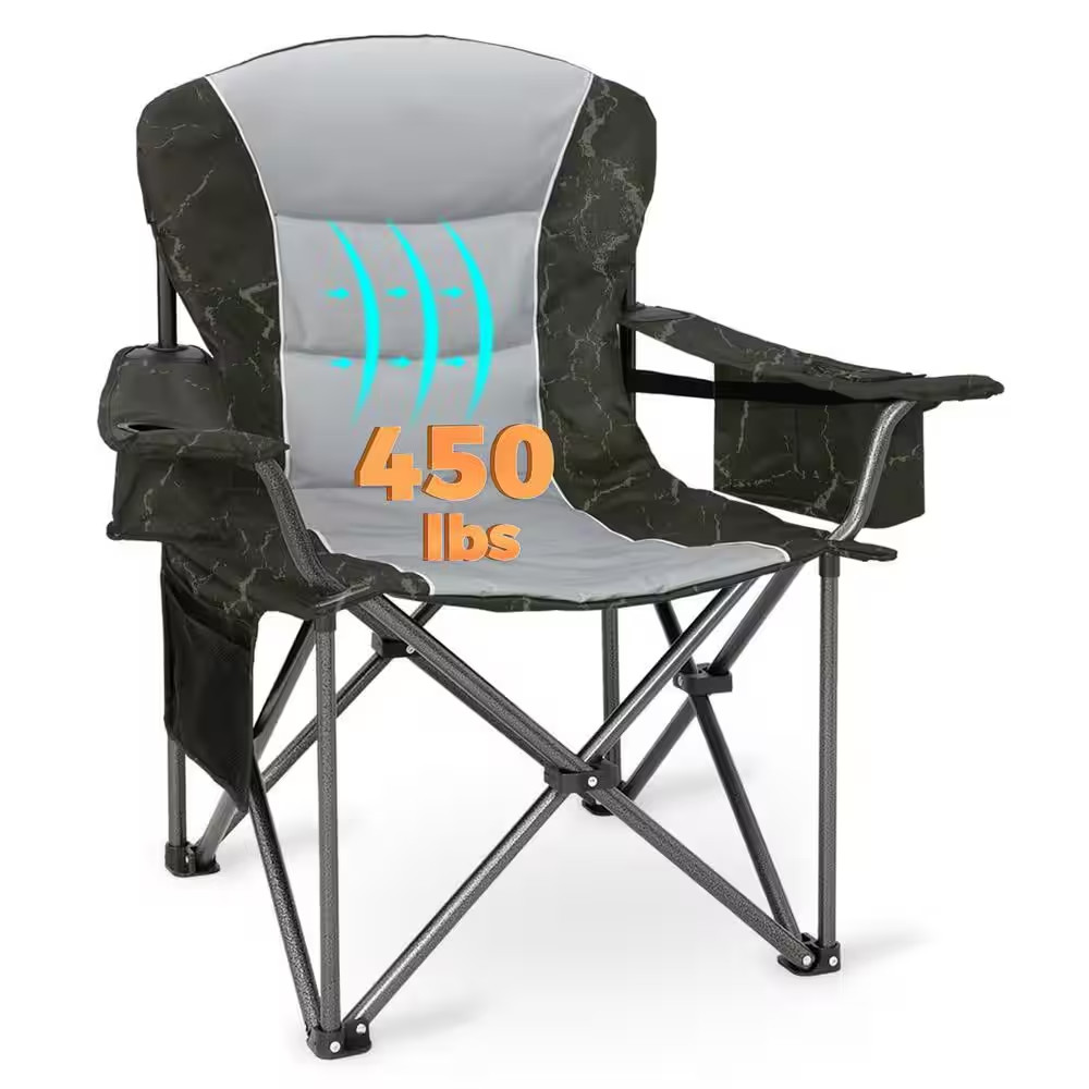 Oversized Camping Folding Chair, Heavy Duty 450 Lbs. with Lumbar Support, Padded