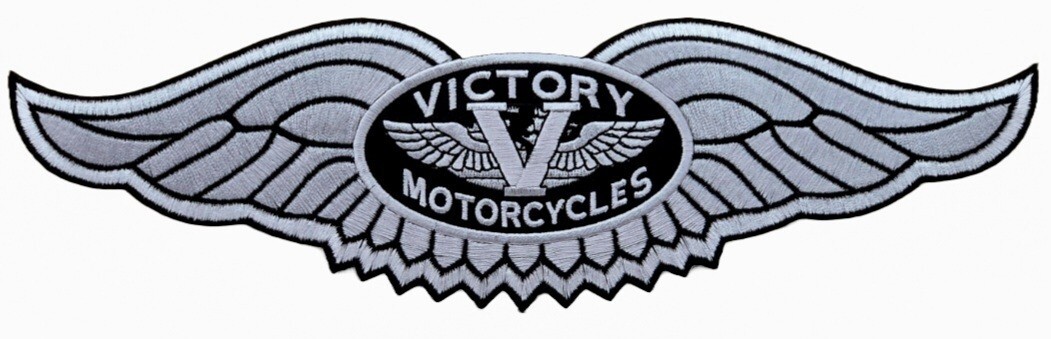 Victory Motorcycles Silver Wing Jacket Vest Back Patch -Iron On Sew On  11"x3"
