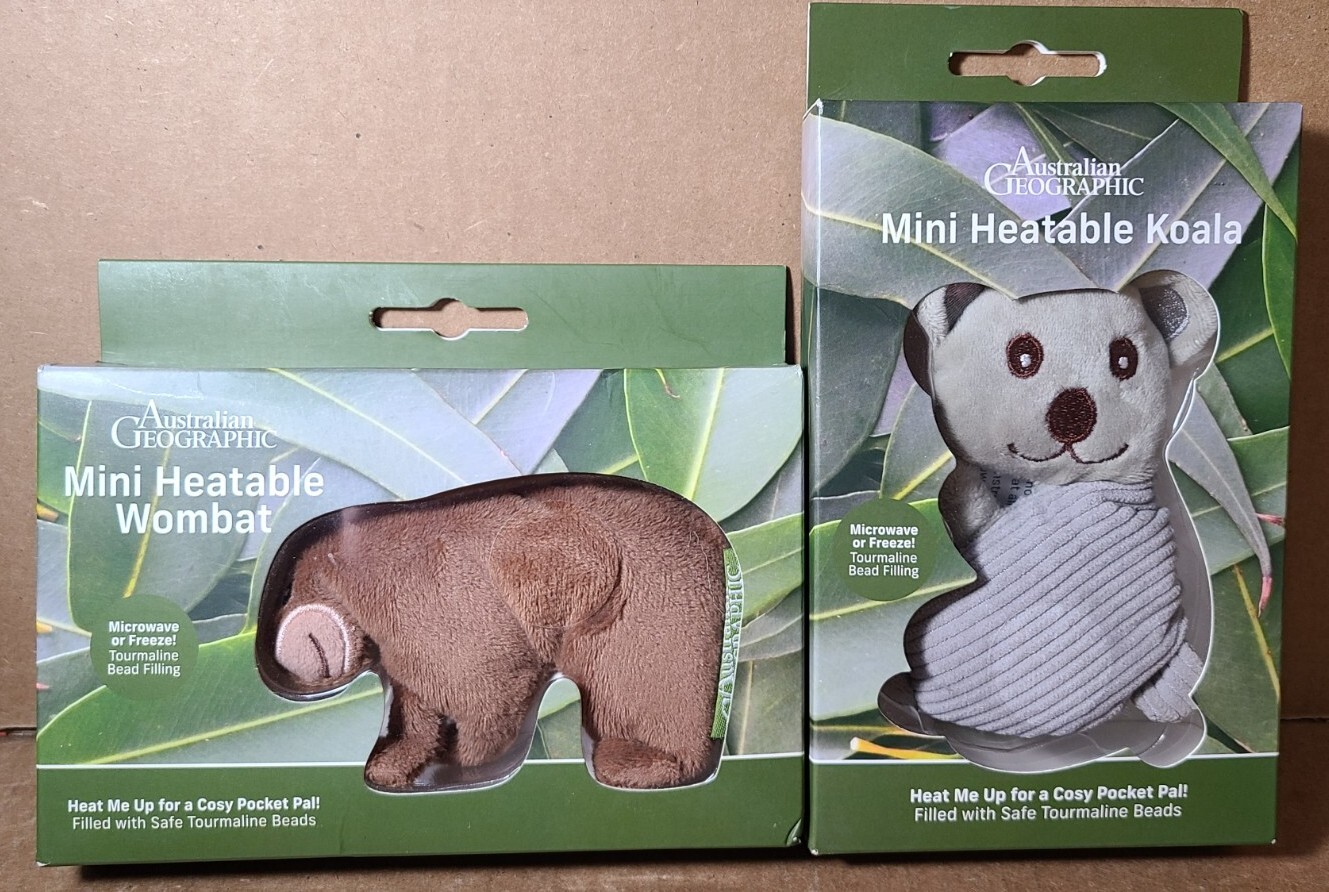 LOT Of 2 Australian Geographic Mini Heatable Koala & Wombat New In Box     (T5)